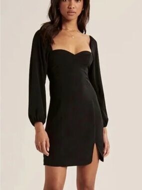 Abercrombie And Fitch Black Small Mini Sweetheart Dress Corset Long Sleeve